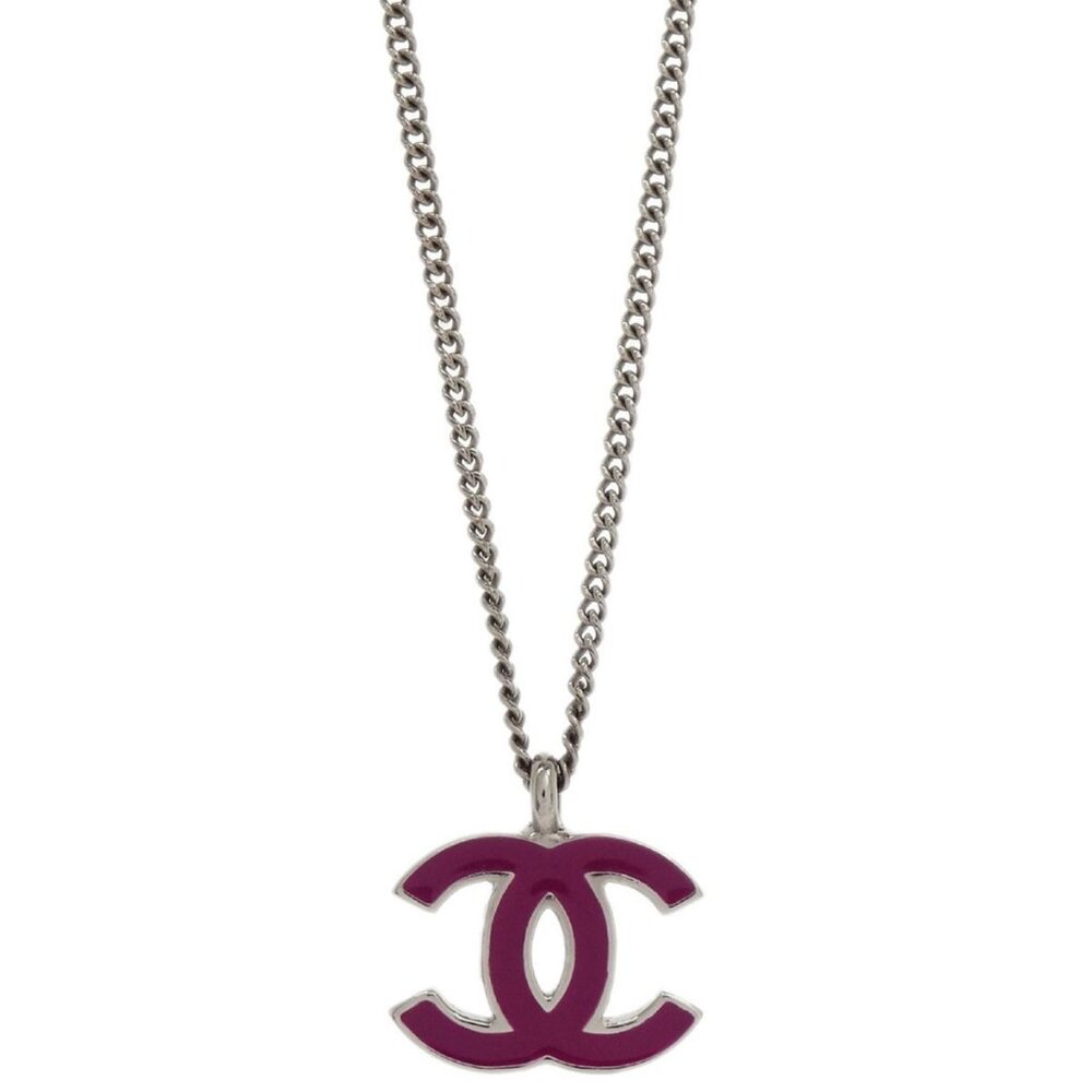 Chanel CC Chain Necklace Silver Pink 02C 154382 - Picture 4 of 8